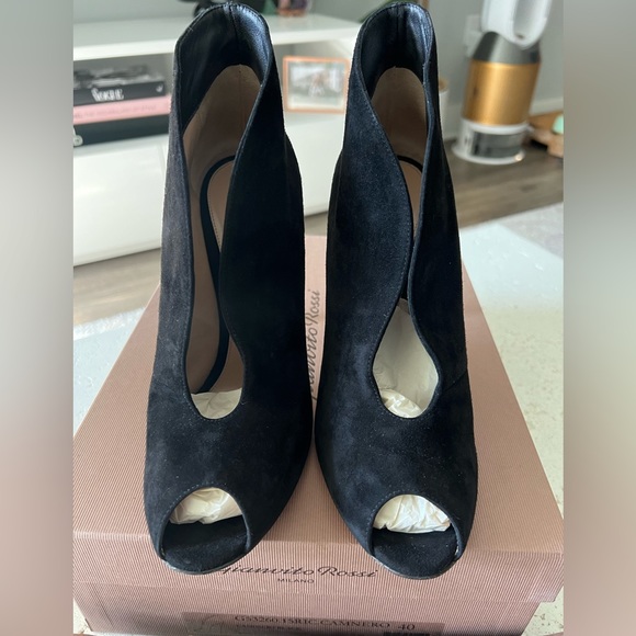 GIANVITO ROSSI Vamp 105mm Black Suede Ankle Boots (size 40) - Picture 7 of 9